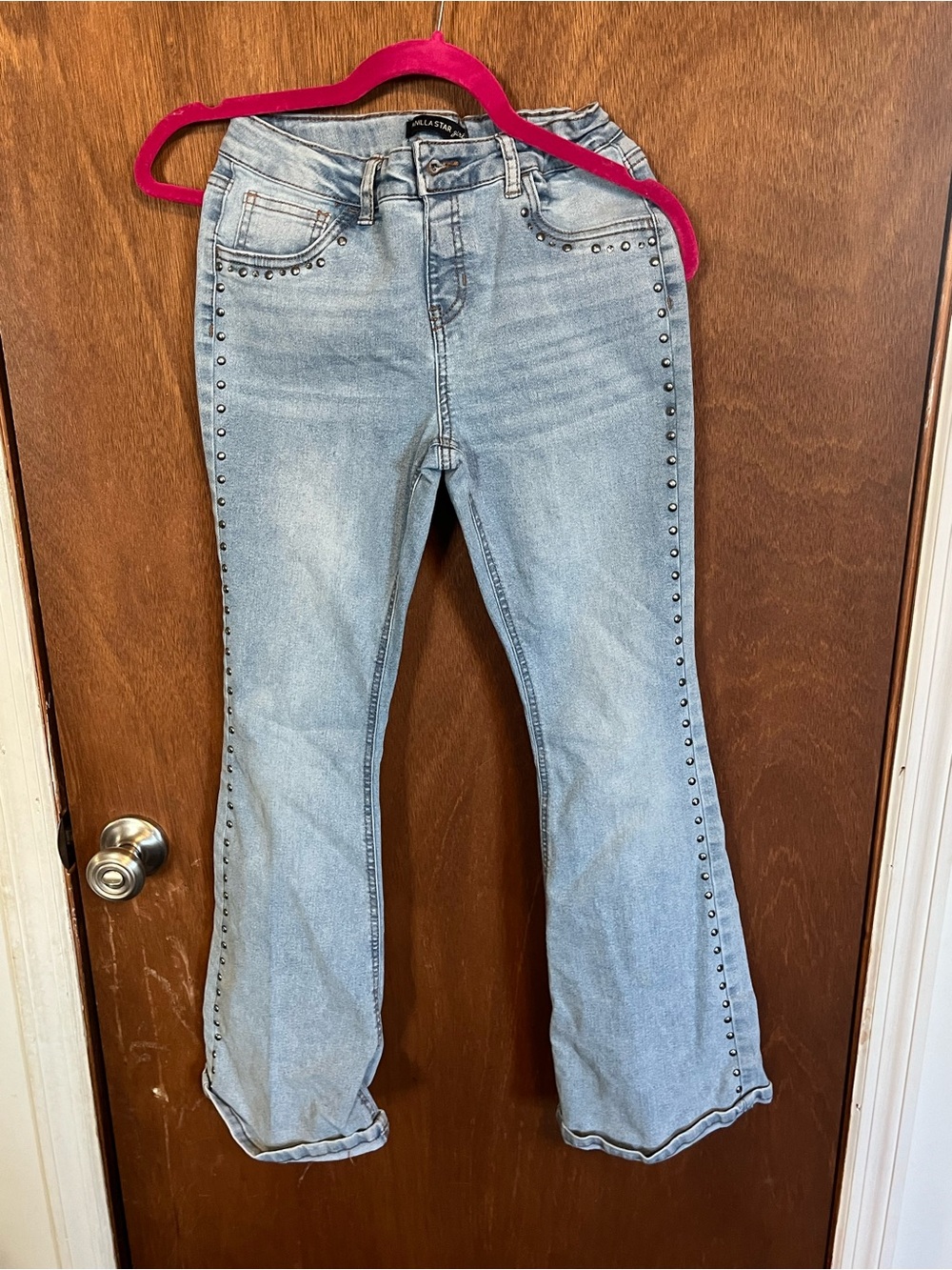 Vanilla Star Light Blue Studded Wide Leg Jeans
